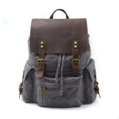 Waxed Canvas Leather Mens Hiking Backpacks Canvas Travel Backpack School Backpack for Men