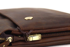 Vintage Leather Mens Small Messenger Bag Clutch Purse iPad Bag For Men - EverHandmade