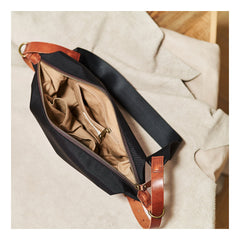 Canvas Leather Mens Fanny Pack Canvas Waist Bag Small Canvas Chest Bag for Men