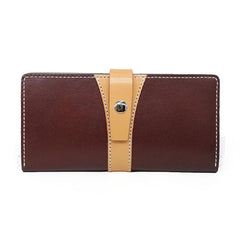 Cool Handmade Mens Leather Bifold Long Wallet Envelope Long Bifold Wallet for Men