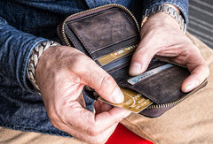 Genuine leather billfold wallet leather men billfold vintage wallet for men - EverHandmade