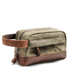 Cool Canvas Leather Mens Clutch Bag Handbag Storage Bag Wash Bag For Men