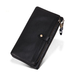 Cool Leather Long Wallet for Men Vintage Double Zipper Long Wallet for Men