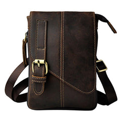 Mens Leather Small Side Bag COURIER BAGs Waist Pouch Holster Belt Case Belt Pouch for Men