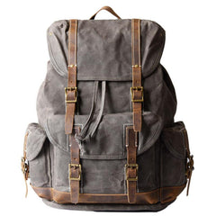 Oil Wax Canvas Mens Cool Backpack Large Canvas Travel Backpack Hiking Backpack for Men