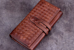 Genuine Leather Wallet Long Wallet Woven Wallet Purse For Men Women - EverHandmade