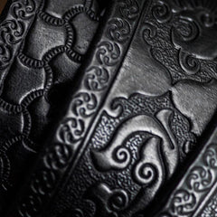 Handmade Genuine Leather Skull Mens Belt Custom Cool Leather Men Black Belt for Men