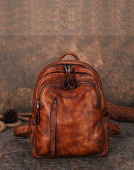 Best Leather Rucksack Womens Vintage School Backpacks With Rivet Leather Backpack Purse