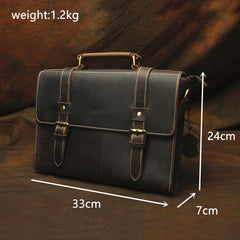 Vintage Mens Leather 13inch Laptop Briefcase Bag Business Bag Shoulder Bags For Men