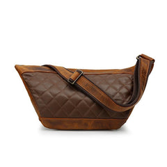 Brown LEATHER MENS FANNY PACK FOR MEN - Bill Slots Detail
