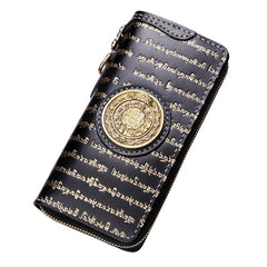 Handmade Leather Mens Chain Tibetan Biker Wallet Cool Leather Wallet Long Phone Wallets for Men