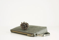 Handmade leather womens zip phone clutch purse Wristlet wallet purse clutch - EverHandmade