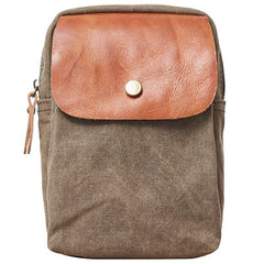 Canvas Leather Mens Belt Pouch Waist Bag Small Side Bag for Men