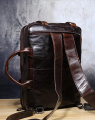 Genuine Leather Mens Cool Messenger Bag Briefcase Backpack Bag Travel Bag for Men