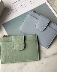 Cute Women Gray Blue Vegan Leather Slim Card Wallet Card Holder Wallet Change Wallet For Women