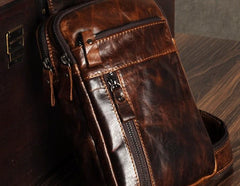 Leather Mens Cool Chest Bag Sling Bag Crossbody Sling Bags for men