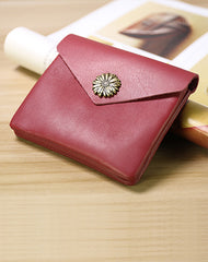 Cute Women Sunflower Navy Leather Mini Billfold Wallet Coin Wallets Slim Change Wallets For Women