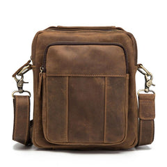 Cool Mens Leather Small Side Bag Small Messenger bag Shoulder bag For Men