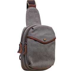 Cool Gray Canvas Mens Sling Bag Chest Bag One Shoulder Packs for men