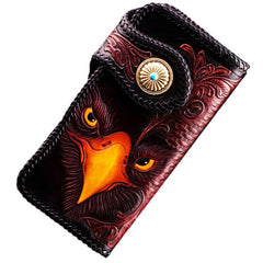 handmade tooled leather wallets​ Tooled Leather Wallet Eagle Biker Chain Wallets Cool Leather Wallet With Chain Wallet for Men