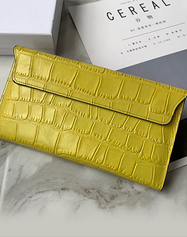 Cute Women Rose Pink Vegan Leather Long Wallet Crocodile Pattern Card Holder Clu CH00882060