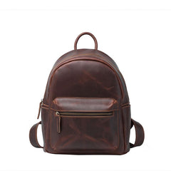 Vintage Mens Coffee Leather Backpack Travel Backpack Leather School Backpacks for Men