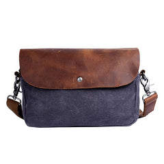 Mens Waxed Canvas Leather Small Side Bag Canvas Messenger Courier Bags for Men