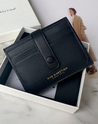 Cute Women Black Vegan Leather Small Card Holder Card Wallets Slim Card Holders Credit Card Holder For Women