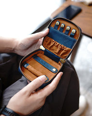 Cute Women Green Leather Small Jewelry Organizer Mini Jewelry Portable Jewelry Storage Box For Women