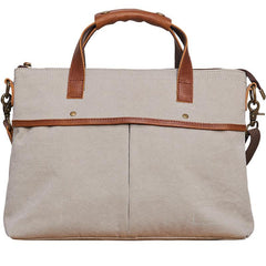 Mens Gray Canvas 14inch Briefcase Handbag Work Bag Business Bag for Men