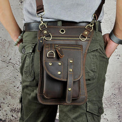 Cool Leather Utility Drop Leg Bag Belt Pouch Mens Waist Bag Shoulder Bag for Men