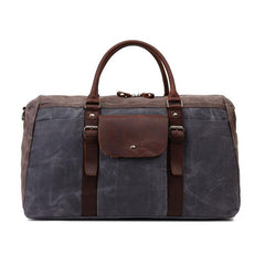 Mens Waxed Canvas Leather Large Weekender Bag Canvas Travel Bag for Men