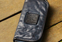 Genuine Leather Wallet Bifold Handmade Zip Long Wallet Purse Clutch For Mens - EverHandmade