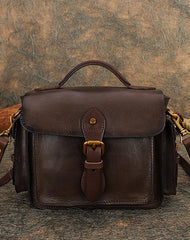 Handmade Tan Leather Womens Small Satchel Shoulder Bag School Handbag Crossbody Purses for Women