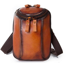 Cool Leather Tan Belt Waist Bag Belt Pouch for Men Mini Shoulder Bag For Men