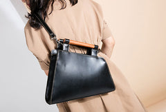 Genuine Leather Handmade Wooden Handbag Bag Shoulder Bag Purse For Women - EverHandmade