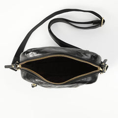 FASHION BROWN LEATHER MEN'S Small Side Bags MESSENGER BAG BLACK Black Courier Bag FOR MEN