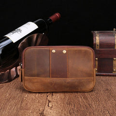 Cool Brown Mens Leather Belt Bag Belt Pouch Cell Phone Holster Waist Bags For Men