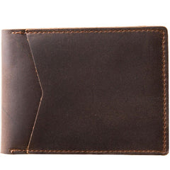 Coffee Cool Leather Mens Slim Small Wallets Bifold Vintage billfold Wallet for Men