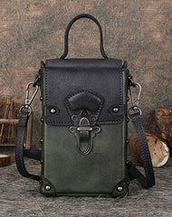 Leather Womens Small Box Shoulder Bag Cube Small Handmade Handbag Purse for Ladies