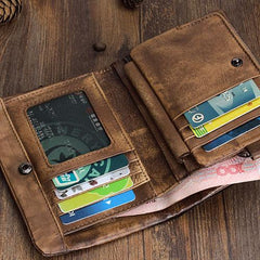 Handmade Mens Chain Biker Wallet Cool billfold Leather Wallet Men Small Wallet for Men