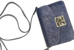 Handmade crossbody bag leather shoulder bag purse floral leather for women - EverHandmade