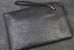 Handmade Genuine Leather Large Clutch Leather Men Phone Pad Zip Clutch Vintage Wallet For Men - EverHandmade