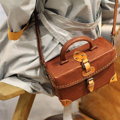 Brown Leather Satchel Purse Structured Shoulder Bag - Annie Jewel