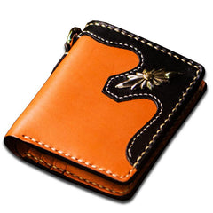 Handmade Leather Trucker Bag Mens billfold Wallet Cool Chain Wallet Small Biker Wallet for Men