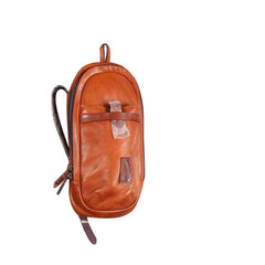 Genuine Brown Leather Mens Cool Chest Bag Sling Bag Brown Crossbody Pack One Shoulder Backpack for men