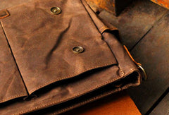 Genuine Leather Mens Cool Canvas Messenger Bag iPad Bag Chest Bag Bike Bag Cycling Bag For Men