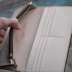 Handmade Mens Vintage Leather Long Biker Wallet Cool Long Chain Wallet for Men