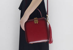 Genuine Leather handbag Cube bag shoulder bag for women leather crossbody bag