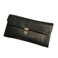 Handmade Genuine Leather Mens Cool Long Leather Wallet Phone Wallet Clutch Wallet for Men